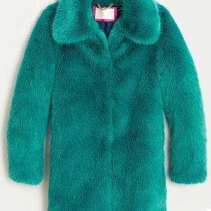 J Crew Collection - Teal Faux Fur Coat